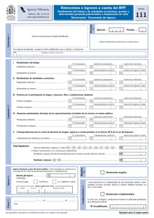 Modelo 111: primera página del formulario