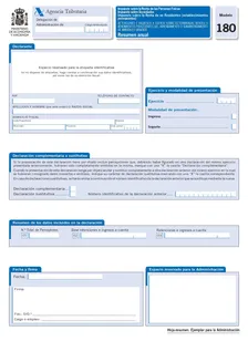Modelo 180: primera página del formulario